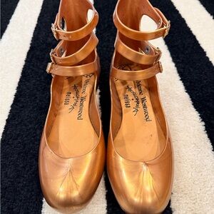 Melissa x Vivienne Westwood Anglomania Women's Gold Strappy Flats